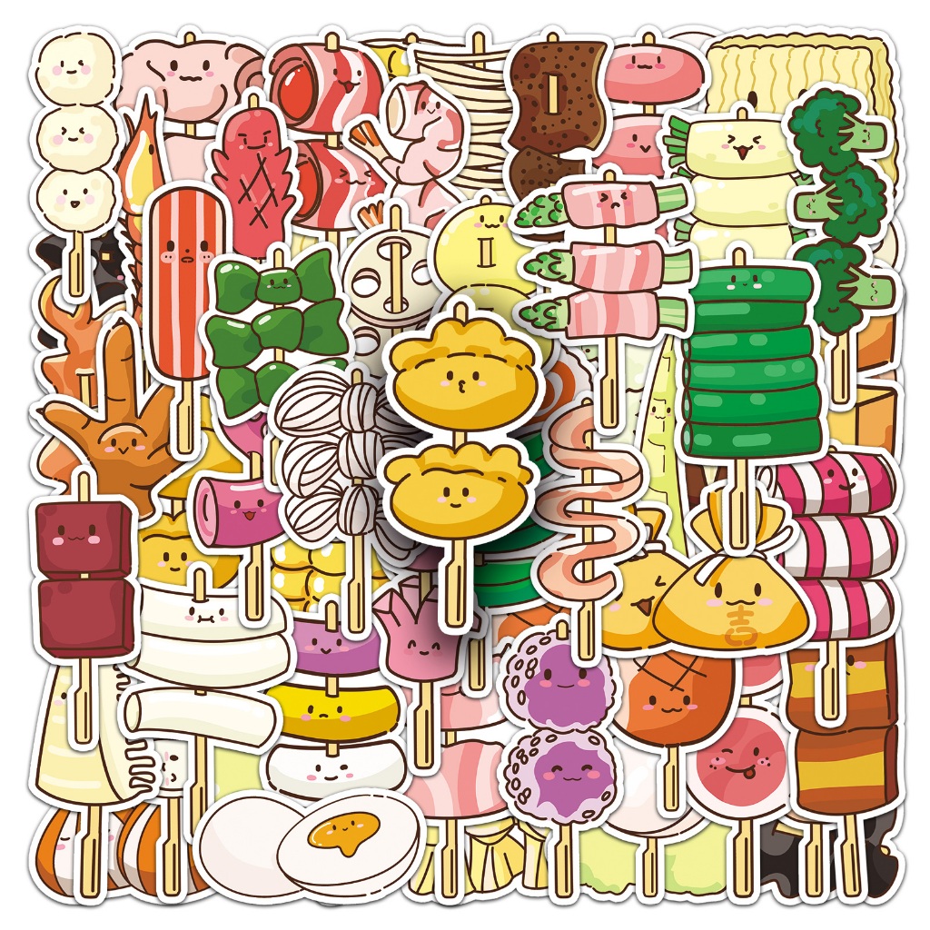 ตลก 50 ชิ้น Chuan Chuan ขนมขบเคี้ยวสติกเกอร์กันน้ํา DIY สําหรับโทรศัพท์แล็ปท็อปรถสติกเกอร์ Creative Home Decal