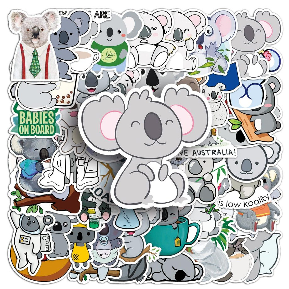 50 ชิ้นตลก Koala สติกเกอร์กันน้ํา DIY สําหรับโทรศัพท์แล็ปท็อปรถสติกเกอร์ Creative Home Decal