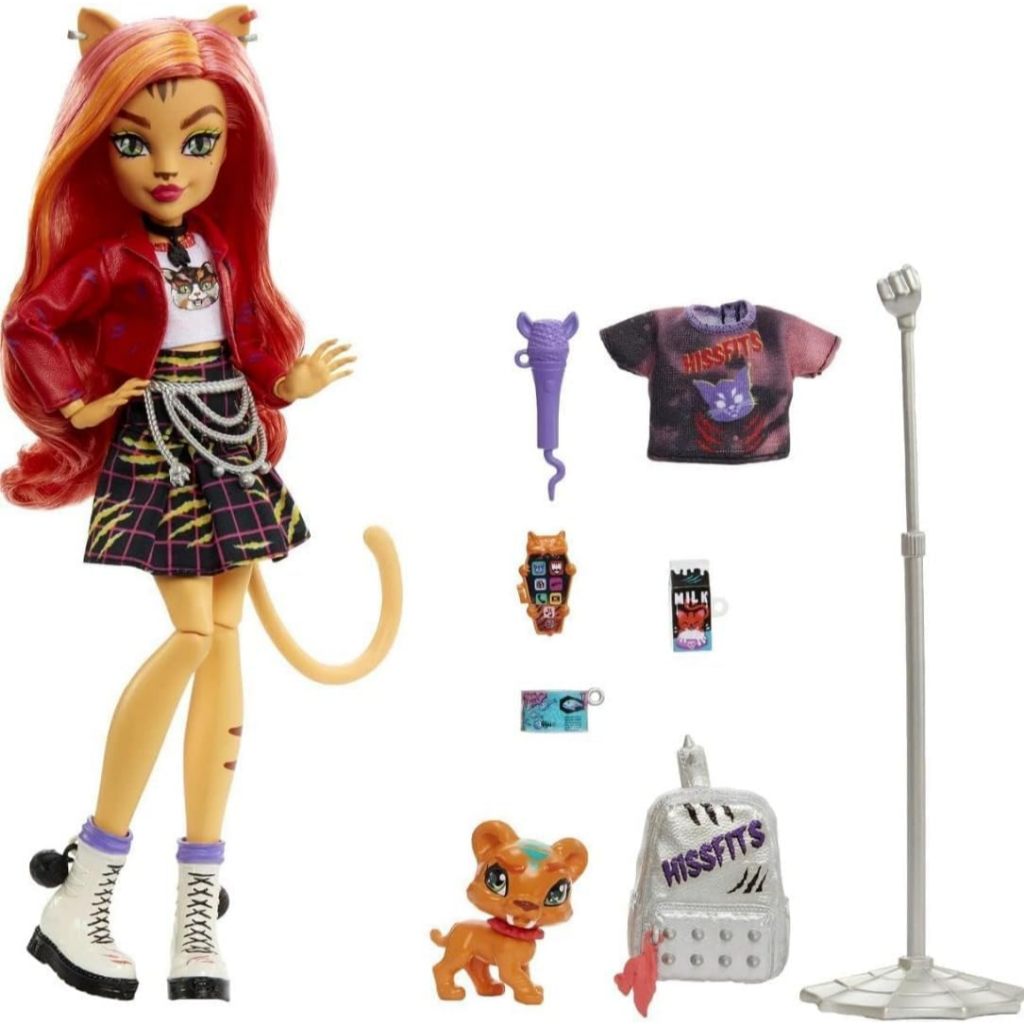 Monster High Cat Toralei Stripe ตุ๊กตาสะสมพร้อมสัตว์เลี้ยงและอุปกรณ์เสริม Sweet Fangs G3 Reboot HHK5