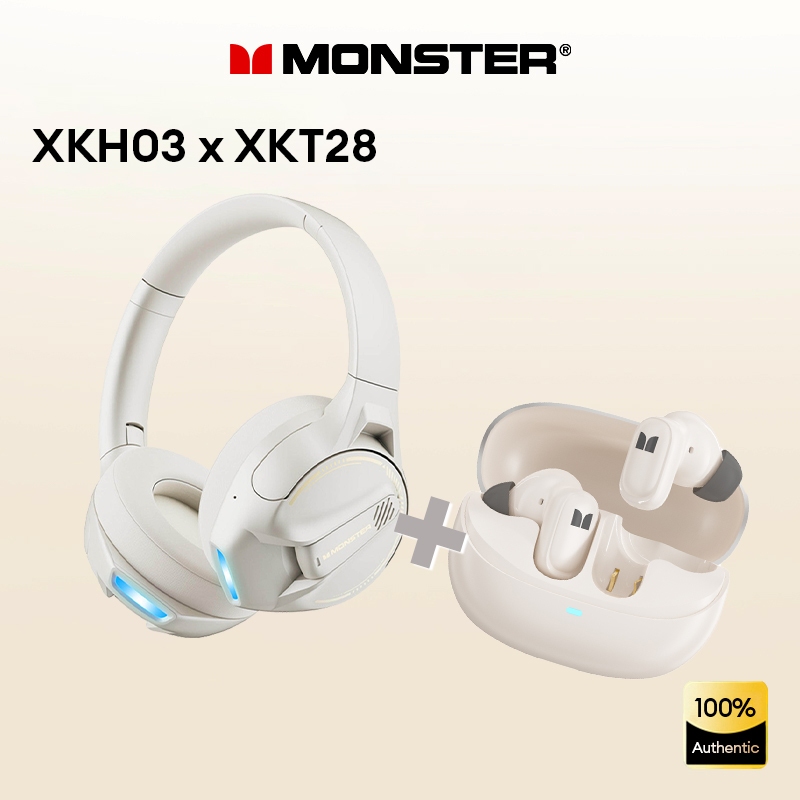 Monster XKH03 หูฟังบลูทูธ HIFI ตัดเสียงรบกวน คุณภาพเสียงเซอร์ราวด์ HD ทนทาน สําหรับเล่นเกม เล่นกีฬา