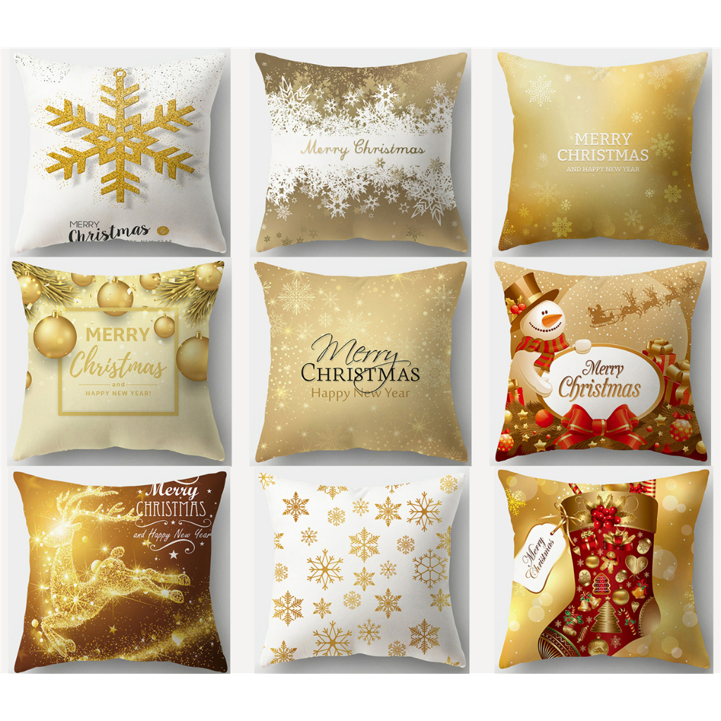 <COD> ปลอกหมอน Golden Merry Christmas cotton 7070.6060.5050.45 45.4040.ปลอกหมอนอิงโซฟาหน้าแรกตกแต่งคริสต์มาสแบบนุ่ม.ปลอกหมอนข้างเครื่องนอน
