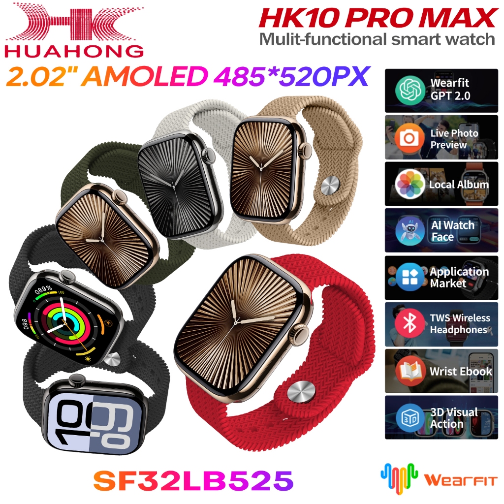 Hk10 Pro Max GEN 6 AMOLED สมาร์ทนาฬิกาผู้ชายผู้หญิง ChatGPT G-Sensor Smartwatch Series10 NFC เข็มทิศ 1GB อัลบั้มท้องถิ่นเพลงกีฬานาฬิกา