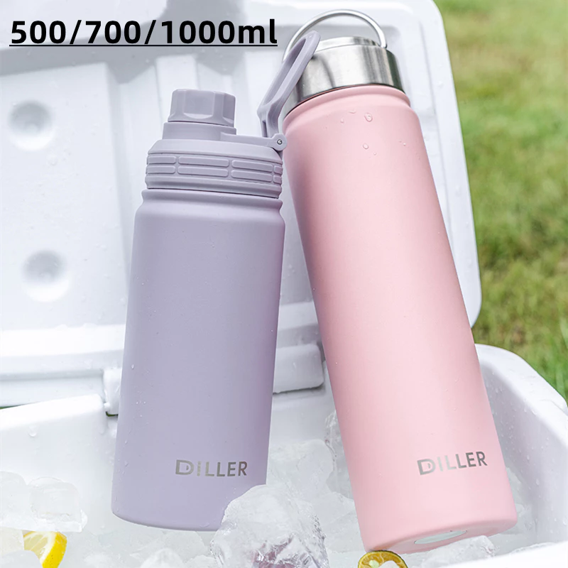 Diller แก้วน้ําฉนวนสูญญากาศเก็บความเย็นและร้อนอเนกประสงค์พร้อมที่จับพกพา Botol กระติกน้ําสองชั้นขวดน้ํากระติกน้ําร้อน 500 700 1000ml D9290 D9291 thumbnail 4