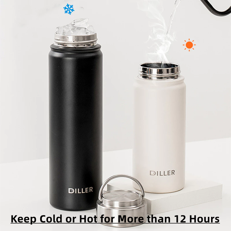 Diller แก้วน้ําฉนวนสูญญากาศเก็บความเย็นและร้อนอเนกประสงค์พร้อมที่จับพกพา Botol กระติกน้ําสองชั้นขวดน้ํากระติกน้ําร้อน 500 700 1000ml D9290 D9291 thumbnail 10
