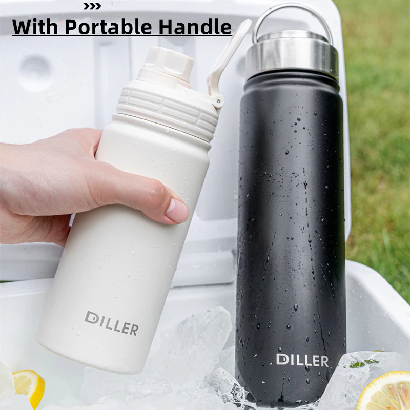 Diller แก้วน้ําฉนวนสูญญากาศเก็บความเย็นและร้อนอเนกประสงค์พร้อมที่จับพกพา Botol กระติกน้ําสองชั้นขวดน้ํากระติกน้ําร้อน 500 700 1000ml D9290 D9291 thumbnail 5