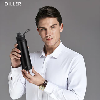 Diller แก้วน้ําฉนวนสูญญากาศเก็บความเย็นและร้อนอเนกประสงค์พร้อมที่จับพกพา Botol กระติกน้ําสองชั้นขวดน้ํากระติกน้ําร้อน 500 700 1000ml D9290 D9291