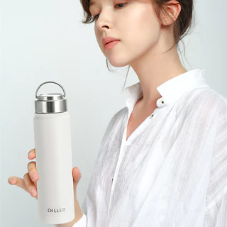 Diller แก้วน้ําฉนวนสูญญากาศเก็บความเย็นและร้อนอเนกประสงค์พร้อมที่จับพกพา Botol กระติกน้ําสองชั้นขวดน้ํากระติกน้ําร้อน 500 700 1000ml D9290 D9291