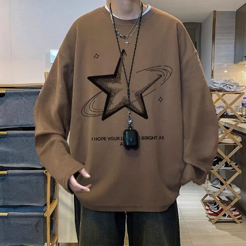【M-5XL】เสื้อยืดคอกลม แขนยาว พิมพ์ลายตัวอักษร สไตล์เกาหลี ฮิปฮอป ขนาดใหญ่ สําหรับผู้ชาย