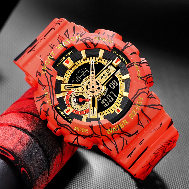 Sanda 299/in stock กันน้ําผู้ชายแฟชั่น Luminous นาฬิกาผู้ชายนาฬิกา One Piece Dragon Ball