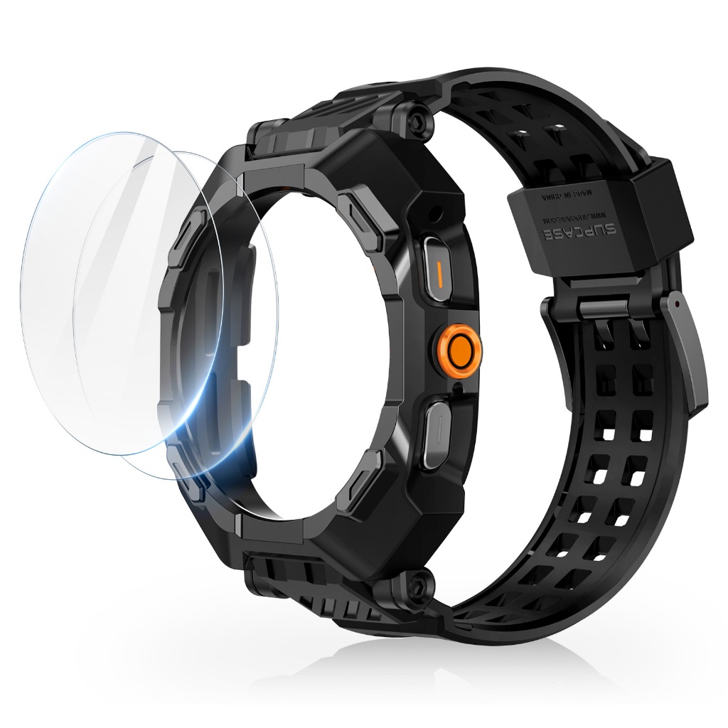 SUPCASE Unicorn Beetle Pro สําหรับ Samsung Galaxy Watch 8 Ultra / 7 Ultra 47 มม.พร้อม Band 2 Pack กระจกนิรภัยป้องกันหน้าจอทนทานฝาครอบป้องกันพร้อมสายปรับได้