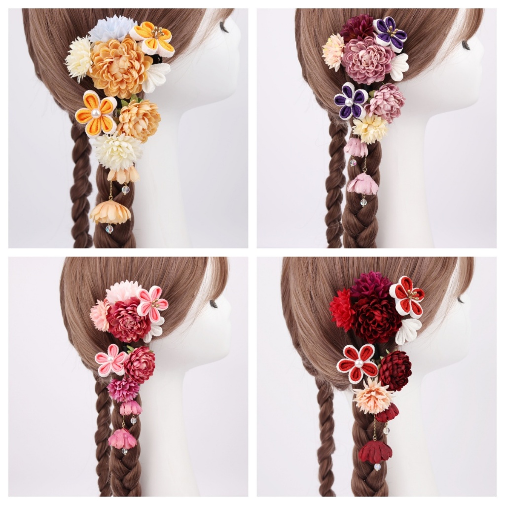 Shiningstars Handmade ญี่ปุ่นแบบดั้งเดิม Tsunami Kanzashi คลิปผม Pin ชุดกิโมโน Yukata ชุดเครื่องประดับแต่งงานเจ้าสาว
