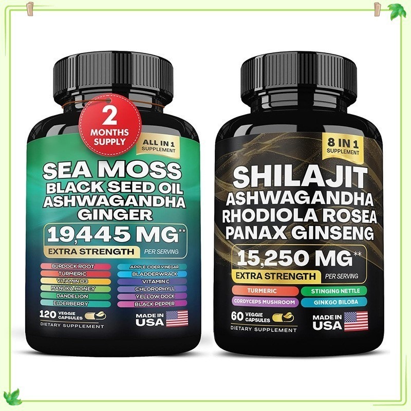 Shilajit Sea Moss แคปซูล 120เม็ด เสริมภูมิคุ้มกัน+พลังงาน+สุขภาพข้อต่อ（สูตรพรีเมี่ยมจากจีน）
