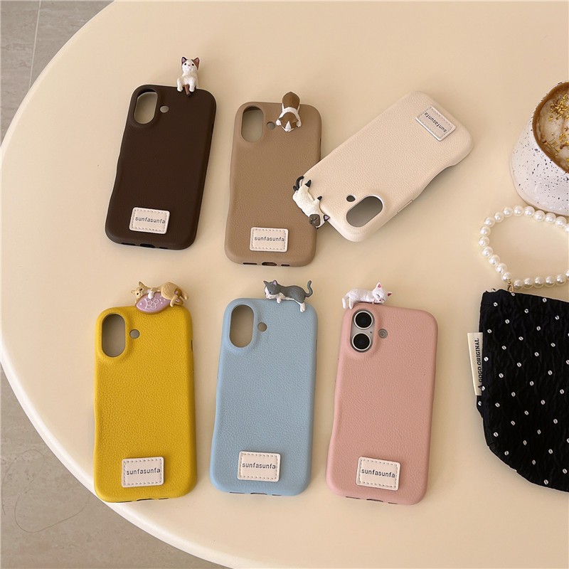 Iphone 16 pro max 15 pro max เคสโทรศัพท์วัสดุ PU รูปแบบสัตว์ที่ทนต่อการตกสามมิติ