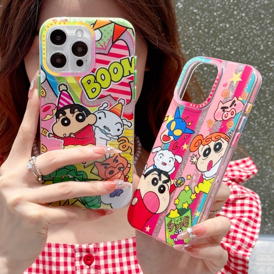 เคสโทรศัพท์ Glitter Crayon Shin-Chan,สําหรับiPhone 16Promax 16Pro 16 15 14 13Promax 13Pro 13