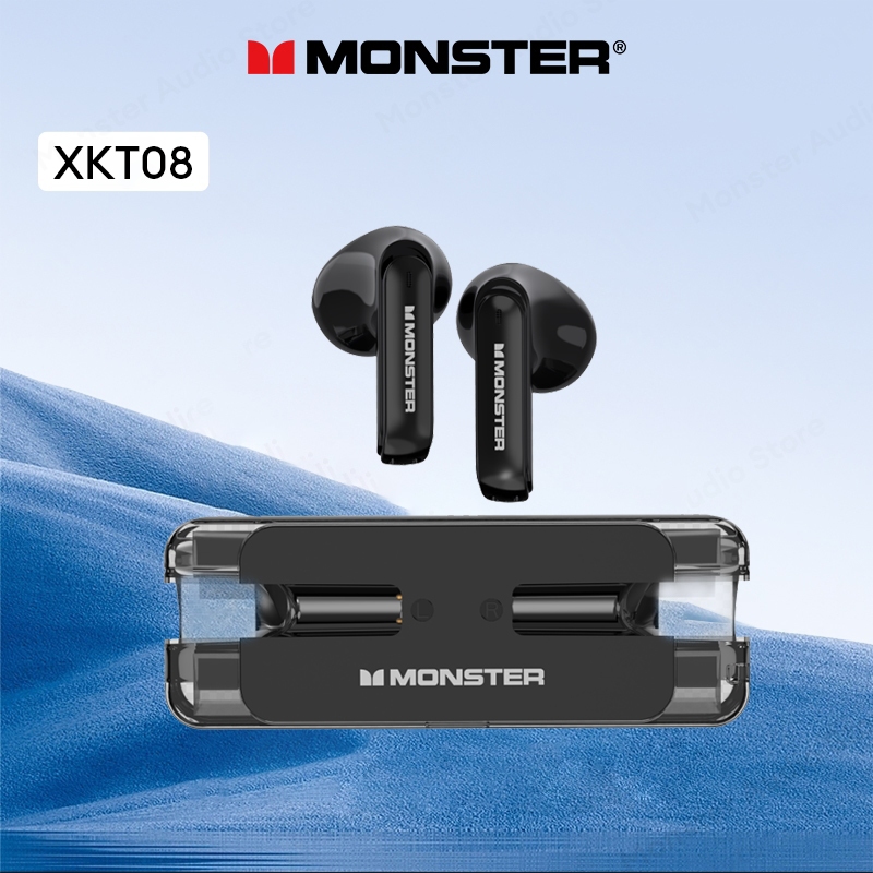 Monster XKT08 หูฟังบลูทูธไร้สาย กันน้ำ ลดจุดรบกวน หน่วงเวลาต่ำ เหมาะสำหรับเล่นเกม