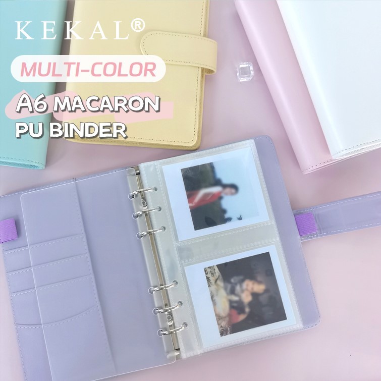 A6 6 หลุม Macaron หนัง PU Photocard Binder หลวม K-POP อัลบั้มภาพรวบรวมตั๋วหนังสือ Instax กว้างโฟลเดอร์เก็บภาพ