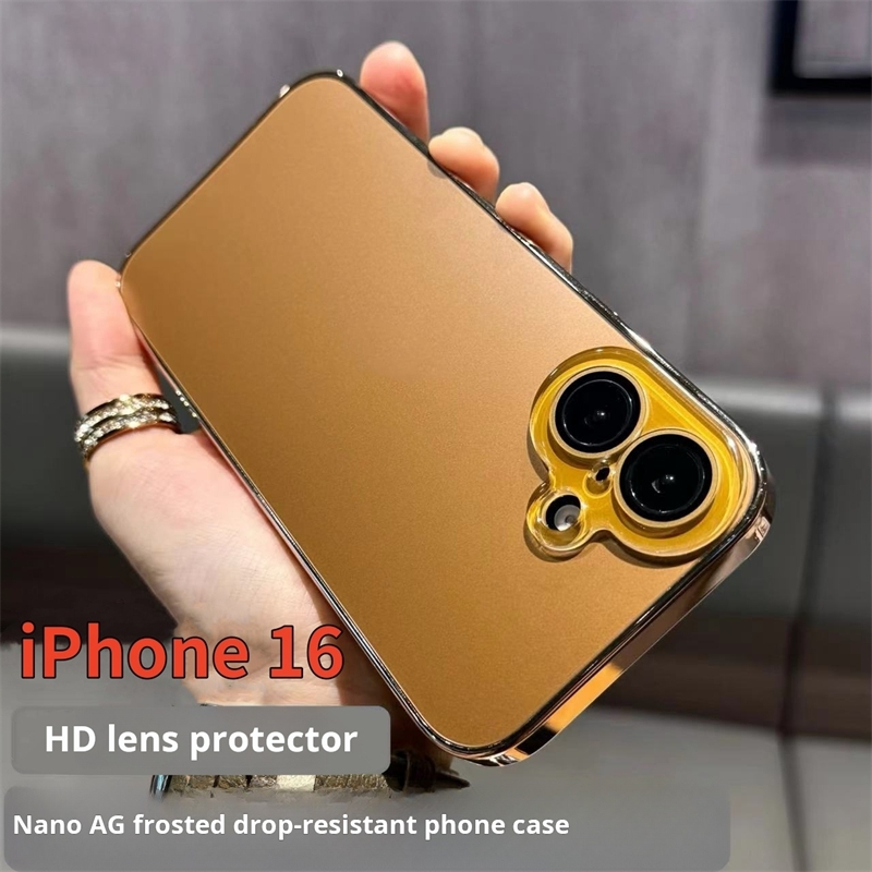 มีโลโก้aAG นาโนทะเลทรายทองอะคริลิเคลือบเคสโทรศัพท์สําหรับiphone e16 15 14 13 12 11 Pro Max Plusกรณีกันกระแทกด้วยคริสตัลกล้องProtction HardปลอกiPhone 16 คลุมทั้งหมด