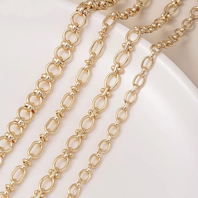 14k ทองแดง Gold-Plated รูปไข่โซ่หลวมสําหรับ DIY สร้อยข้อมือสร้อยคอเครื่องประดับอุปกรณ์เสริม