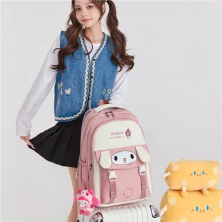กระเป๋าเป้ Sanrio น่ารัก Kuromi กระเป๋านักเรียนนักเรียนความจุขนาดใหญ่กระเป๋าลำลองของขวัญสำหรับเด็ก