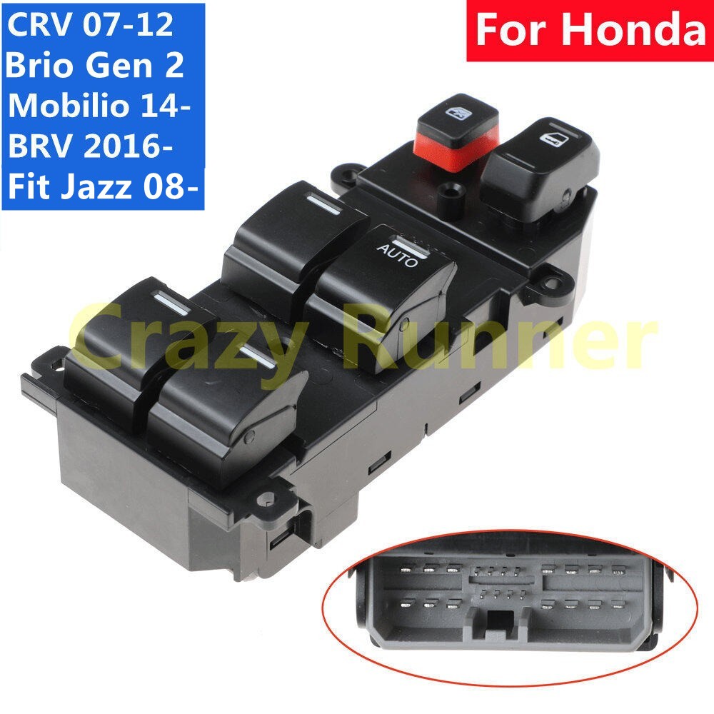 ด้วยแสง สวิทช์กระจกไฟฟ้า สวิทช์กระจกประตู สวิทซ์ยกกระจก Honda CRV CR-V G3 2007-2011 Fit Jazz 08-14 Mobilio 2014-2017 BRV BR-V 2008-2016 Brio / Amaze Gen 2  Stream Insight