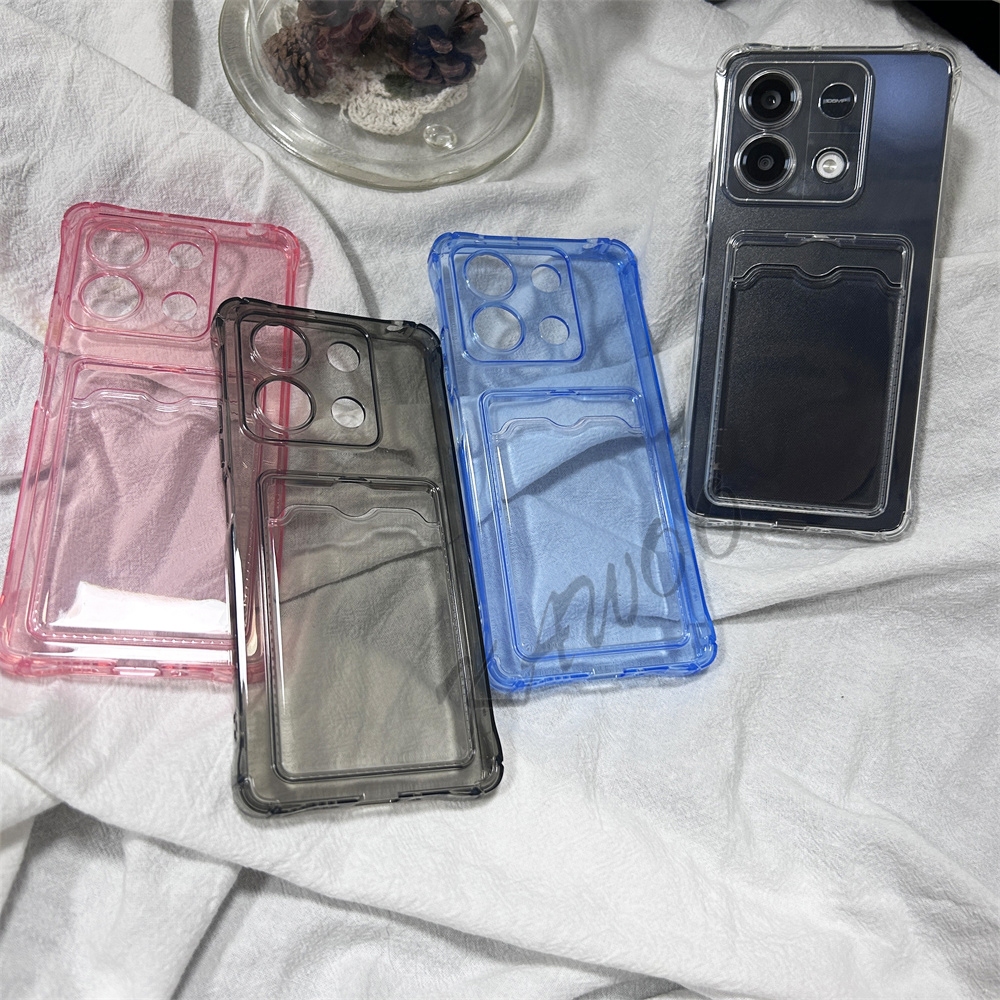 Infinix Smart 8 7 Note 40 30 Hot 40i กระเป๋าสตางค์กันกระแทกช่องเสียบการ์ดโปร่งใส Slim Soft TPU Case Cover