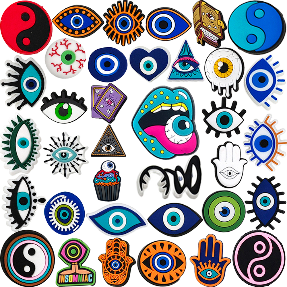 41 รูปแบบ Eye Series Collection รองเท้าผ้าใบ Charms รองเท้าแตะจี้ปุ่ม Original Shoe Clog Pins ของขวัญสําหรับเพื่อน