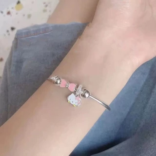 เกาหลีน่ารักโบว์ Hello Kitty สร้อยข้อมือหญิงสีเงิน อิน ของขวัญวันเกิดนักเรียน