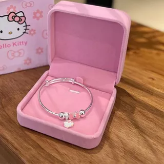 เกาหลีน่ารักโบว์ Hello Kitty สร้อยข้อมือหญิงสีเงิน อิน ของขวัญวันเกิดนักเรียน
