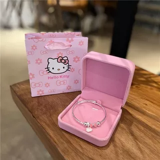 เกาหลีน่ารักโบว์ Hello Kitty สร้อยข้อมือหญิงสีเงิน อิน ของขวัญวันเกิดนักเรียน