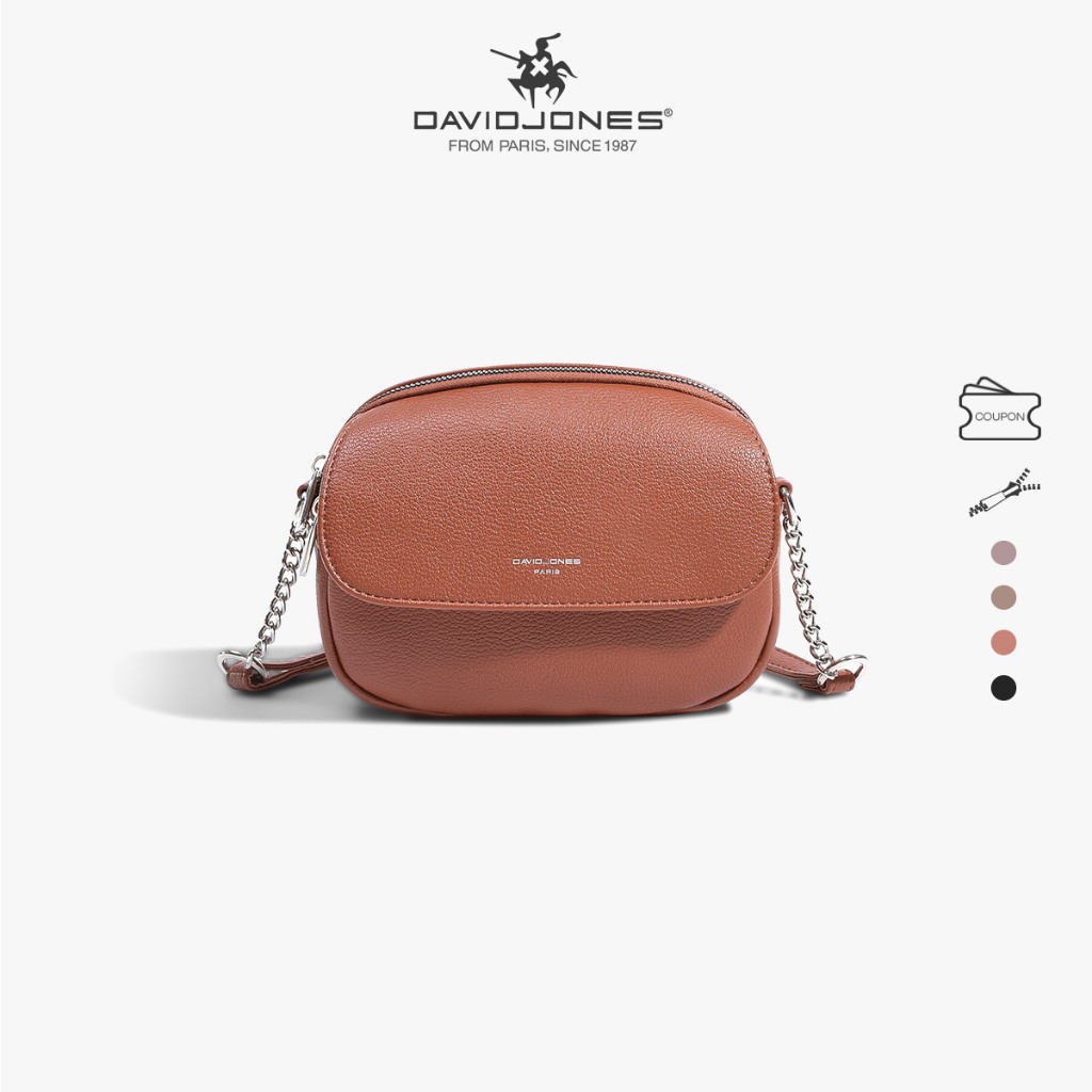David Jones Paris กระเป๋าถือ กระเป๋าสะพายไหล่ สะพายข้าง หนัง pu สายโซ่ ขนาดเล็ก สําหรับผู้หญิง