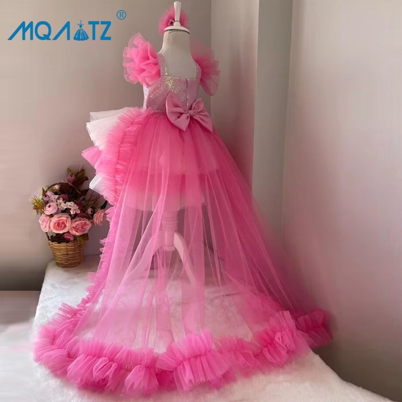 Mqatz Trailing 1 ปีวันเกิดชุดเด็กสาวเลื่อมชุดเจ้าหญิง Baptism สาวเสื้อผ้า 0-4 ปี T2282XZ