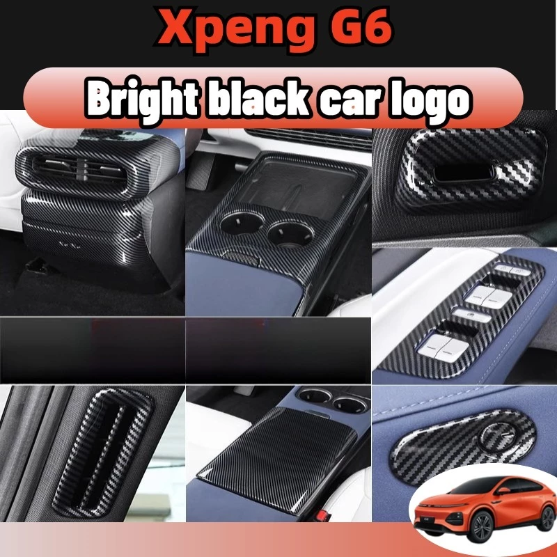Xpeng g6 2024-2026 ฝาครอบแผงเกียร์ ช่องระบายอากาศ ที่พักแขน/แผงควบคุมสวิทช์ พวงมาลัย ครอบแอร์หลัง คาร์บอนไฟเบอร์ สีดํา ฝาครอบแผงสวิตช์กระจกไฟฟ้า abs ป้องกันการเตะ สําหรับตกแต่งภายในรถยนต์ ชุดแต่ง ของแต่ง carbon kevlar accessories