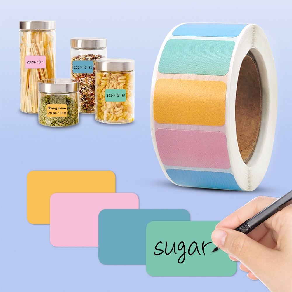 800ชิ้น/ม้วนสติกเกอร์ป้ายที่มีสีสันสติกเกอร์กันน้ําโลโก้กาวในตัวที่เขียนด้วยลายมือชื่อชื่อสติกเกอร์ดัชนีสติ๊กเกอร