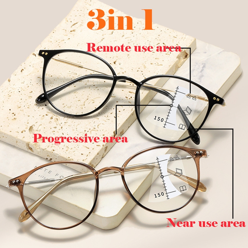 แว่นตา Photochromic Progressive Multifocal เปลี่ยนสี Ultra-light แฟชั่น Anti-blue Light สําหรับผู้ชายและผู้หญิง