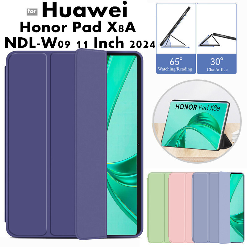 for Huawei Honor Pad X8A NDL-W09 11 Inch 2024 Tablet Cover PU Leather Case With Slim Silicon Smart Magnetic Stand Flip Case