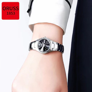 ORUSS รัส ต้นฉบับหญิง/ชายสแตนเลสหรูหราปฏิทินคู่กันน้ําทองนาฬิกาขนาดเล็กแฟชั่นธุรกิจเกาหลีรุ่นนาฬิกาควอตซ์