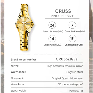 ORUSS รัส ต้นฉบับหญิง/ชายสแตนเลสหรูหราปฏิทินคู่กันน้ําทองนาฬิกาขนาดเล็กแฟชั่นธุรกิจเกาหลีรุ่นนาฬิกาควอตซ์