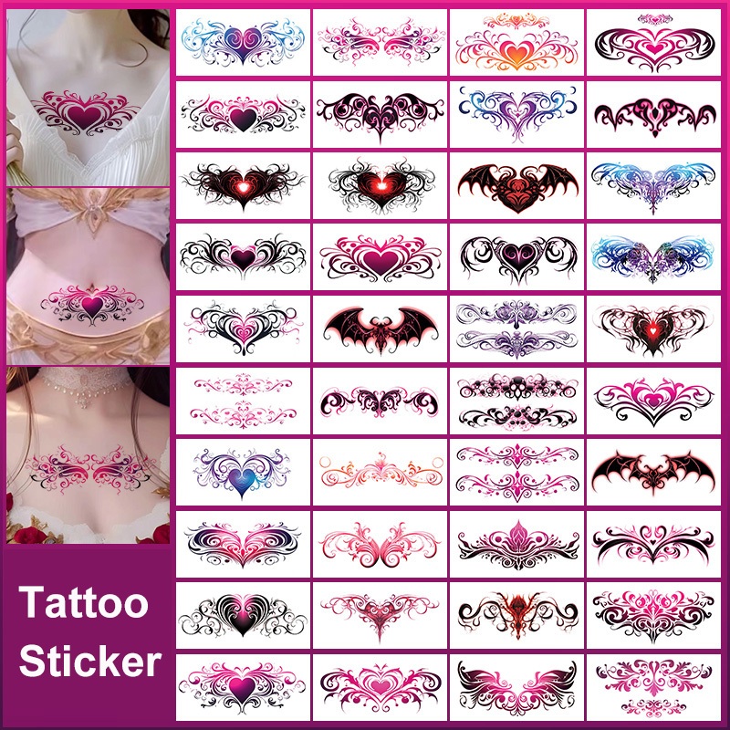 Pure Desire สไตล์กันน้ํา Succubus สติ๊กเกอร์รอยสัก Lower Belly หน้าอกหน้าอกที่มีสีสันเซ็กซี่สติกเกอร์รอยสัก High-End สีเหมาะสําหรับสาวสติกเกอร์รอยสักเหมาะสําหรับ Belly ด้านหน้าหน้าอกกลับเอวสติกเกอร์รอยสัก