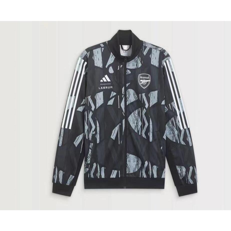 2024-2025 Arsenal Mens Pad พิมพ์ด้านข้าง Hooded Windbreaker ฟุตบอลแจ็คเก็ตซิป Hoodies แขนยาวฟุตบอลการฝึกอบรม top