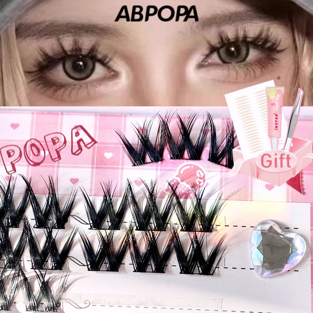 Abpopa ขนตาปลอม แบบหนา สามแถว โค้งงอน ง่าย สบาย และเบา สไตล์ยุโรปและอเมริกา