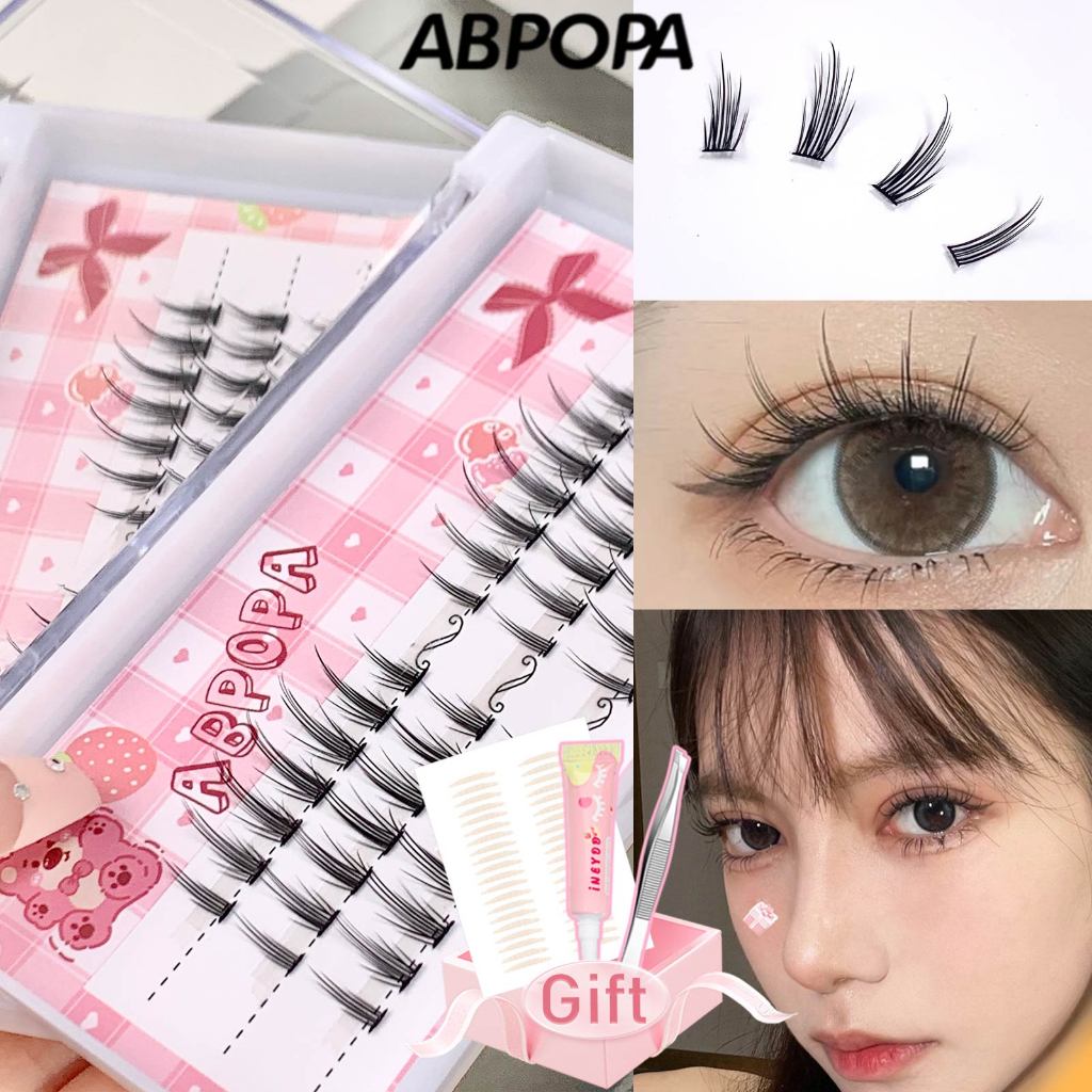 Abpopa ขนตาปลอม คลัสเตอร์เดี่ยว สามแถว ดูโปร่งสบาย และดูเซ็กซี่