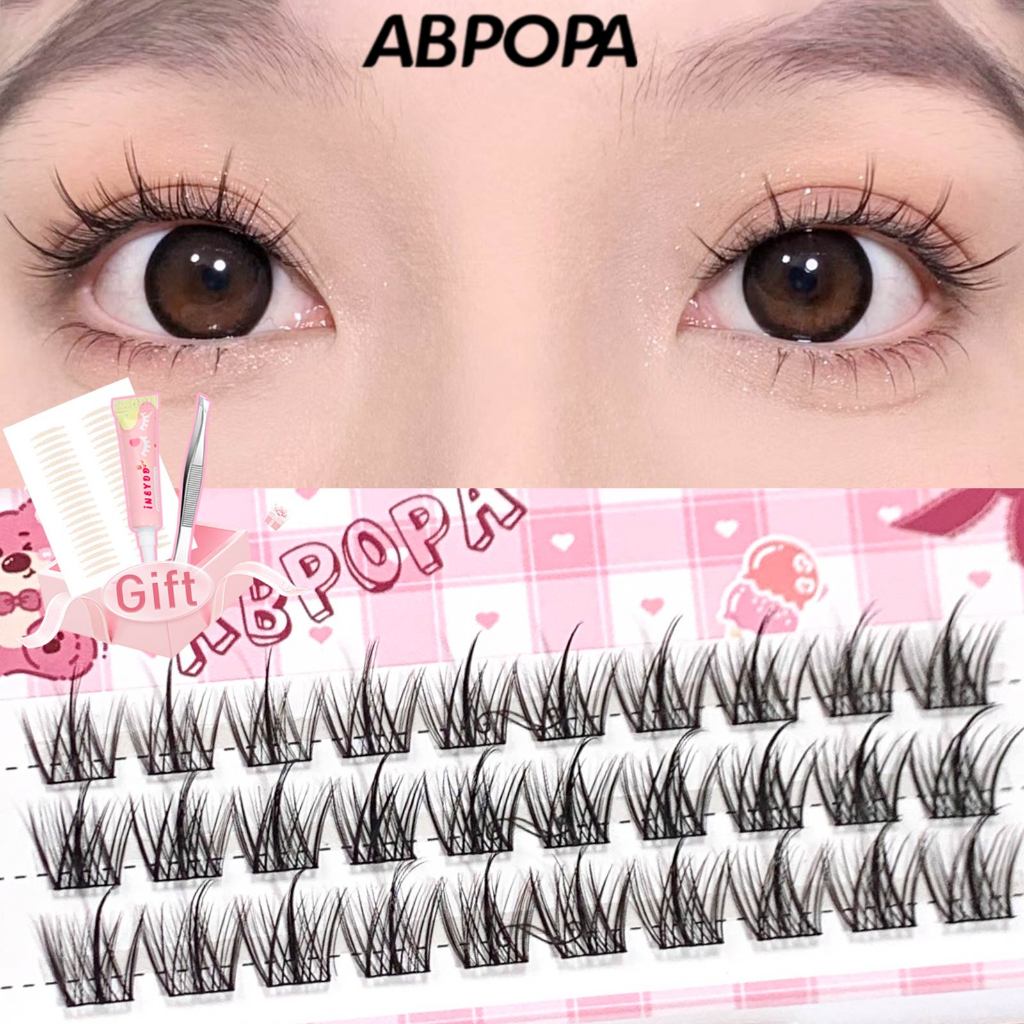 Abpopa C Curl Nature ขนตาปลอม 3 แถว