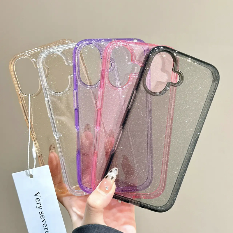 Super Hard 6FT ป้องกันโปร่งใส Glitter สําหรับ iPhone 16 15 Pro Max 14 13 12 11 XR X 8 7 6 Plus SE2 เงา Sparkle Funda