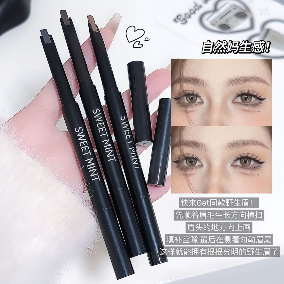 ปากกาเขียนคิ้วละเอียดสองหัว SWEETMINT กันน้ํา Sweatproof Natural Wild Eyebrows แต่งหน้า