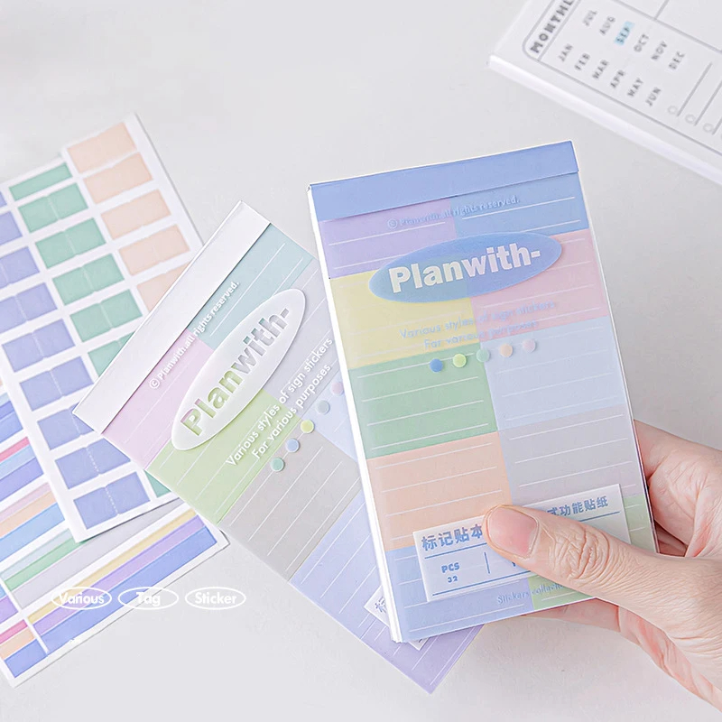 32 แผ่น Morandi สติกเกอร์หนังสือมัลติฟังก์ชั่น Index Tag ป้าย Kawaii DIY Scrapbooking Journal Planner Classification Mark สติกเกอร์