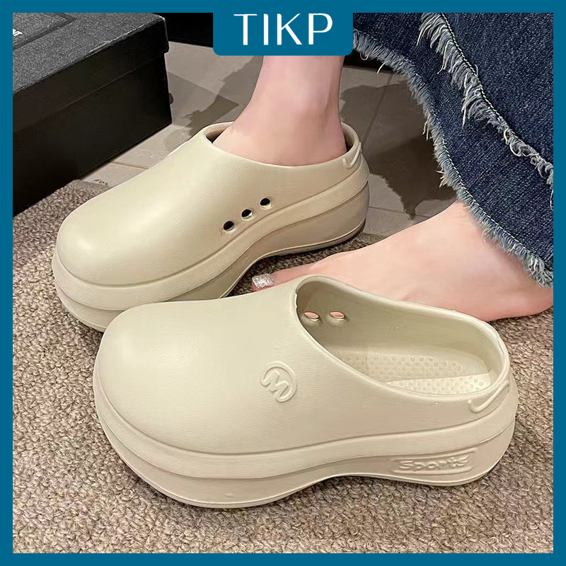 Hello Sport รองเท้าแตะ รองเท้าแตะผู้หญิง รองเท้าหัวโต ขาว 3.5cm พื้นหนา กันลื่น กันน้ำ ทนต่อการสึกหรอ ผู้หญิง เหมาะกับฤด