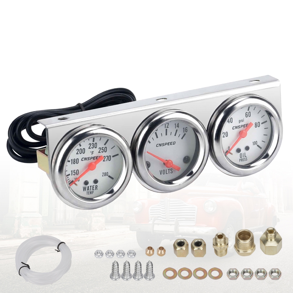 Cnspeed universal 52MM Triple gauge Set Volt meter เกจวัดอุณหภูมิน้ํา ที่กดน้ํามัน เครื่องวัดความดัน auto Mechanical gauge YC101373
