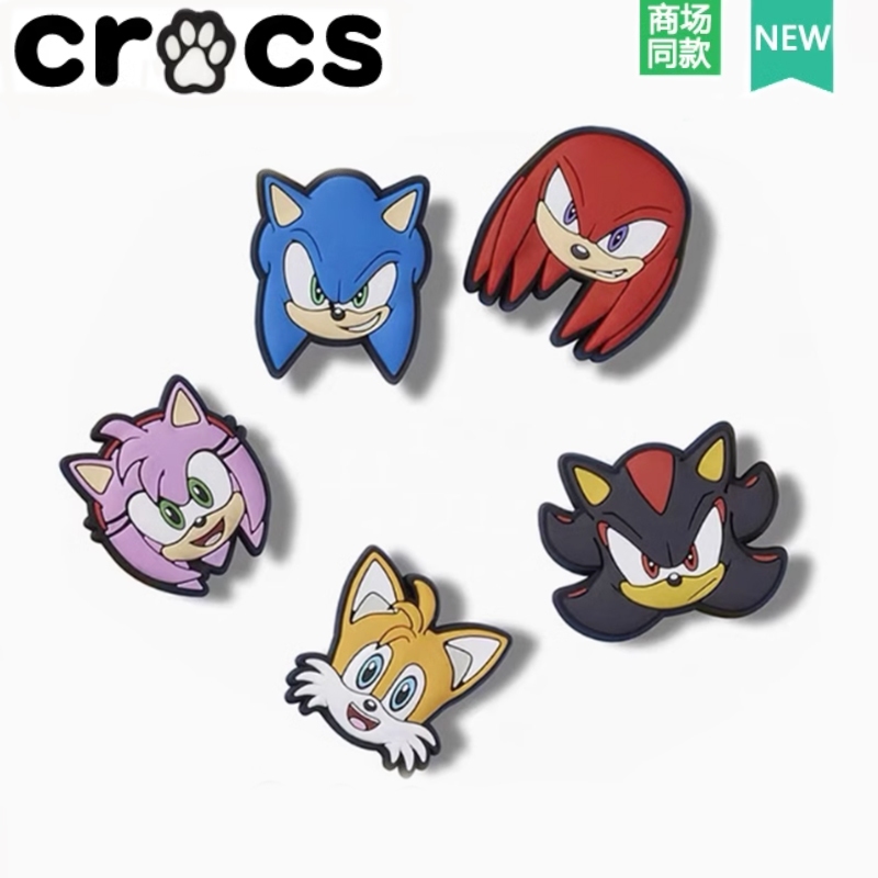 Crocs Hole รองเท้าดอกไม้ Carlo Chi รองเท้า Shangzhibixing การ์ตูน Sonick 5 ชิ้นชุดที่ถอดออกได้ DIY ตกแต่ง