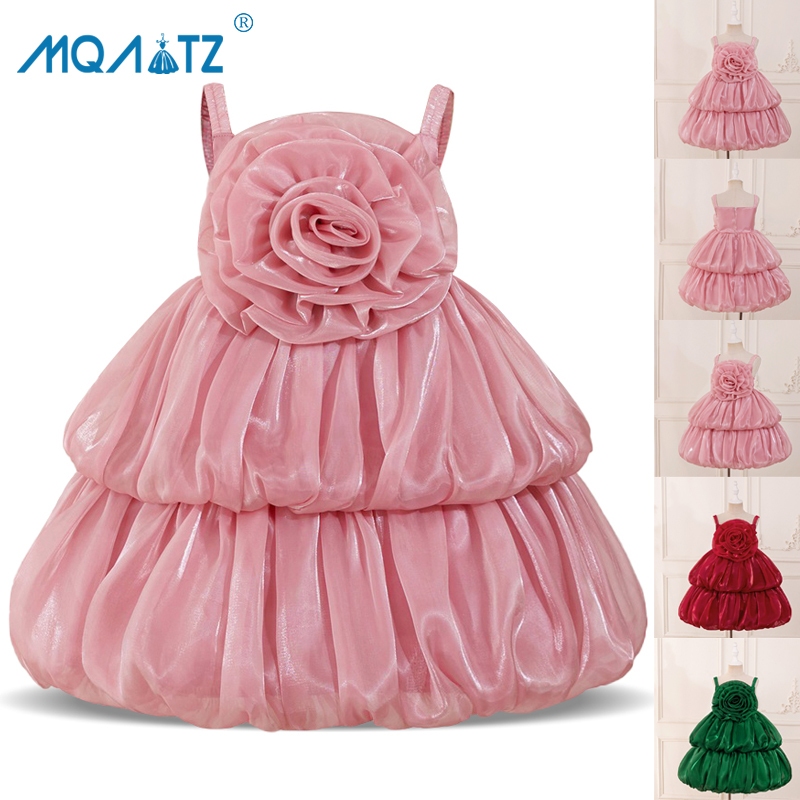 Mqatz ดอกไม้ใหญ่สาวเจ้าหญิงชุดสลิงชุดปาร์ตี้หรูหราปุยวันเกิดเครื่องแต่งกายชุดแต่งงาน 3-10 ปี ล L5595