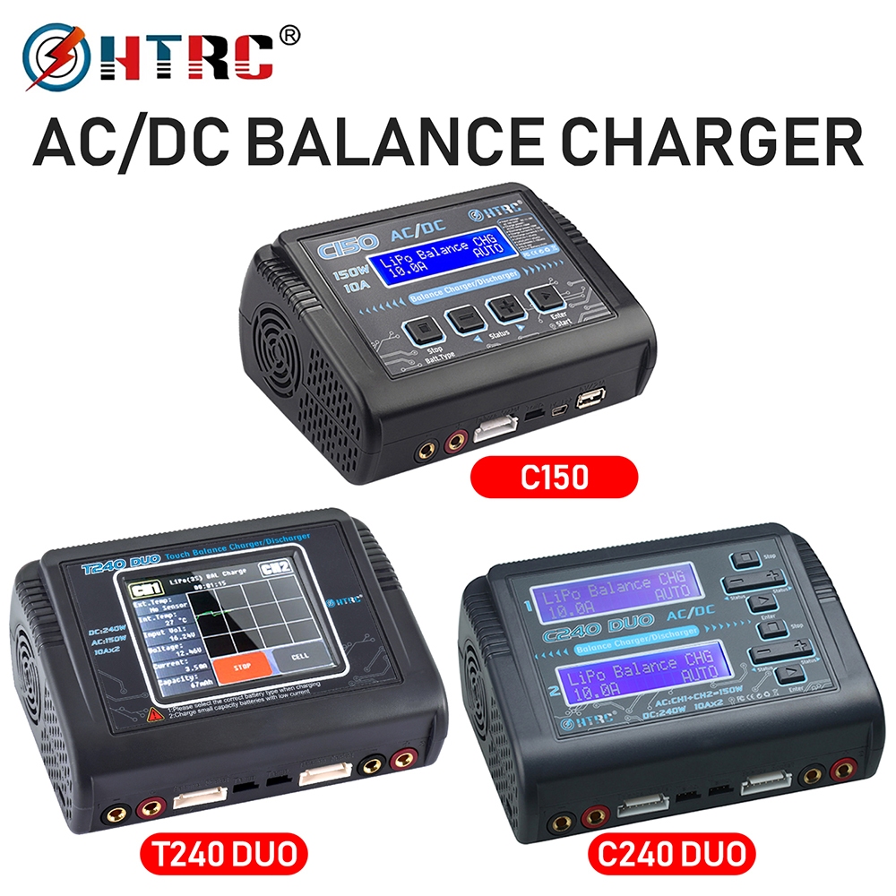 HTRC T240 DUO RC Charger Discharger Dual Channel AC 150W DC 240W หน้าจอสัมผัส Balance Lipo Charger ส